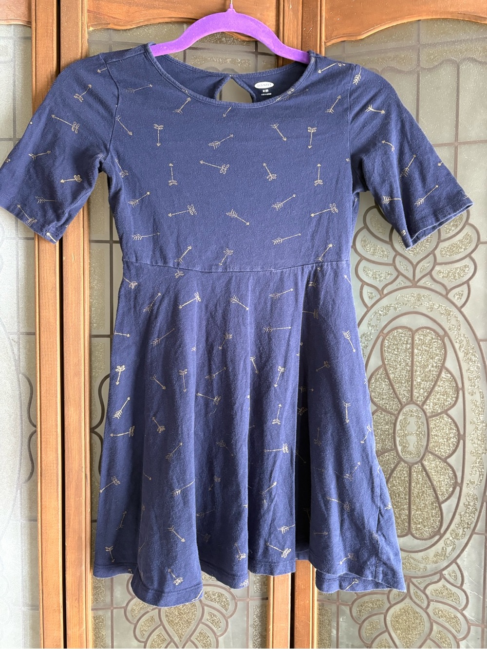 Old Navy Navy Dress with Metallic Arrow Print